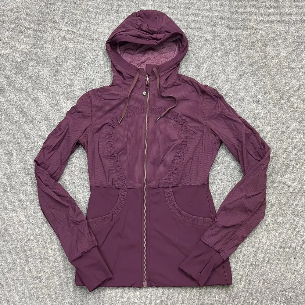 Lululemon Jacket Womens 8 Hooded Full Zip Reversible Athletic Stretch - Picture 6 of 10